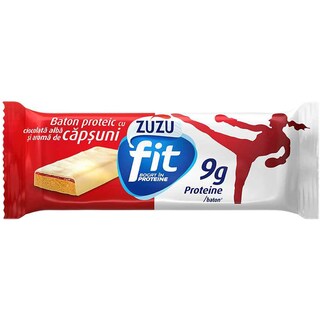 Zuzu | Fit | Baton proteic cu ciocolata alba si aroma de capsuni 35g