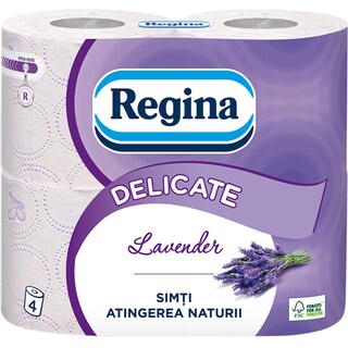 Regina | Delicate | Hartie igienica Lavender, 3 straturi, 4 role