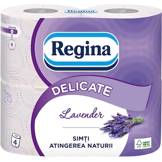 Regina | Delicate | Hartie igienica Lavender, 3 straturi, 4 role