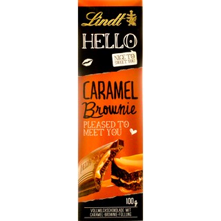 Lindt | Hello My name is | Ciocolata cu caramel, brownie si fursecuri cu cacao 100g