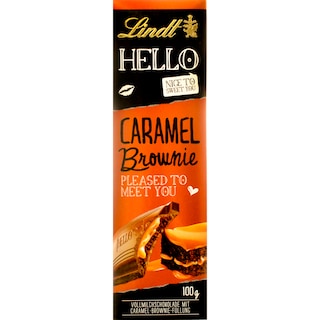 Lindt | Hello My name is | Ciocolata cu caramel, brownie si fursecuri cu cacao 100g