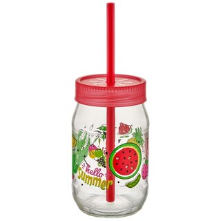 Qlux IDEAS | Pahar din sticla cu pai 370ml