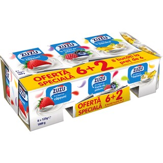 Zuzu | Pachet iaurturi capsuni, fructe de padure si banane 8x125g