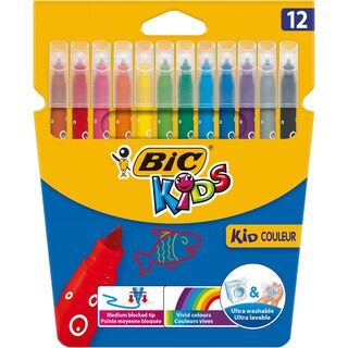 Bic | Kids | Markere ultralavabile, colorate, 12 bucati