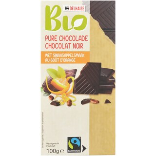 Delhaize Bio | Ciocolata neagra bio cu portocale 100g