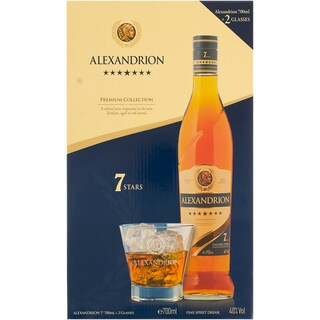 Alexandrion | Pachet brandy de 7 stele cu 2 pahare 0.7l