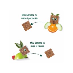 Organix | Mini batoane bio din ovaz integral cu mere, zmeura si portocale 110g