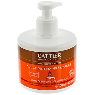 Cattier | Gel bio pentru curatare maini cu argila alba corcoduse si piersici 300ml