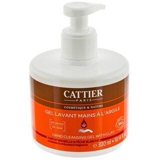 Cattier | Gel bio pentru curatare maini cu argila alba corcoduse si piersici 300ml