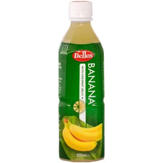 Dellos | Bautura racoritoare necarbogazoasa de banana cu nata de coco (jeleu de cocos) 0.5l