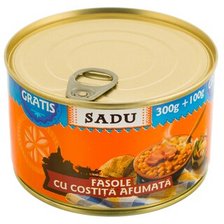 Sadu | Conserva de fasole cu costita afumata 300g+100g