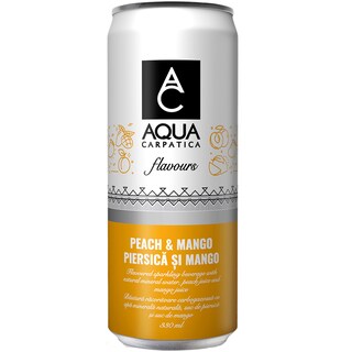 Aqua Carpatica | Apa minerala naturala carbogazoasa cu suc de piersica si suc de mango 330ml