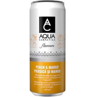 Aqua Carpatica | Apa minerala naturala carbogazoasa cu suc de piersica si suc de mango 330ml
