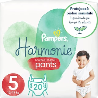 Pampers | Harmonie | Scutece-chilotel Marimea 5, 12-17 kg, 20 bucati