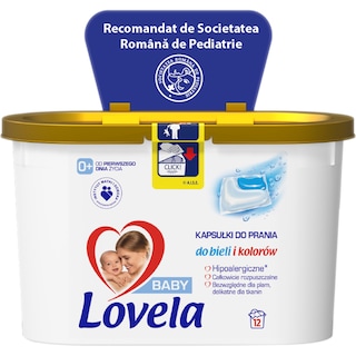Lovela | Detergent capsule Baby pentru rufe albe si colorate, 12 capsule