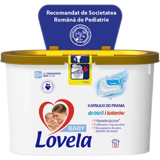 Lovela | Detergent capsule Baby pentru rufe albe si colorate, 12 capsule