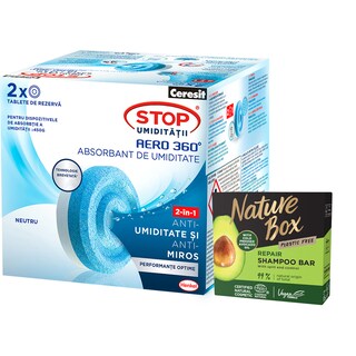 Ceresit | Tablete de rezerva absorbant de umiditate, neutru, 2 buc + Nature Box sampon solid Avocado 85g