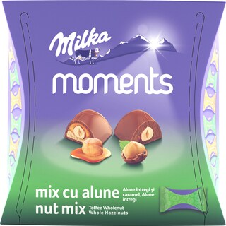 Milka | Mix de ciocolata cu lapte si alune de padure Moments 169g