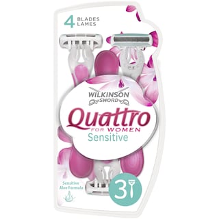 Wilkinson | Aparat ras Quattro Sensitive, 4 lame, 3 bucati