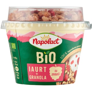 Napolact Bio | Iaurt ecologic si granola cu zmeura 165g