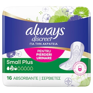 Always Discreet | Absorbante pierderi urinare Small Plus, 16 bucati
