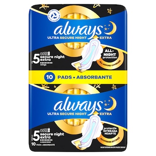 Always | Absorbante marimea 5 Secure Night Extra, 10 bucati