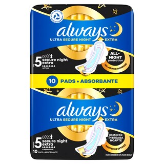 Always | Absorbante marimea 5 Secure Night Extra, 10 bucati