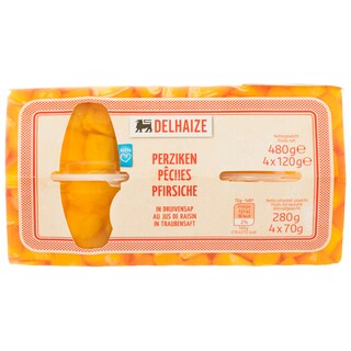 Delhaize | Piersici bucati in sirop 4 bucati 4x120g