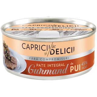 Capricii si Delicii | Pate integral de pui, 45% ficat 115g
