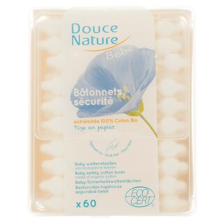 Douce Nature | Cotton | Betisoare ecologice de urechi pentru bebelusi 60 bucati