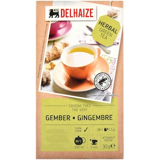 Delhaize | Ceai verde cu ghimbir 20x1.5g