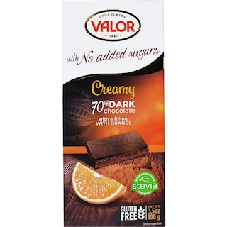 Valor | Ciocolata neagra 75% cu crema de portocale fara zahar 100g