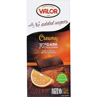 Valor | Ciocolata neagra 75% cu crema de portocale fara zahar 100g