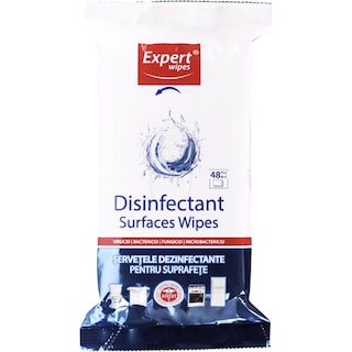 Expert wipes | Servetele dezinfectante pentru suprafete, 48 buc.