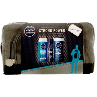 Nivea Men | Pachet Strong Power sampon 250ml + deodorant 150ml + gel de dus 250ml