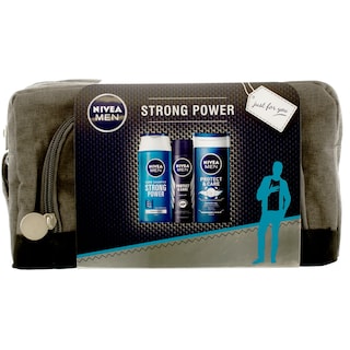 Nivea Men | Pachet Strong Power sampon 250ml + deodorant 150ml + gel de dus 250ml