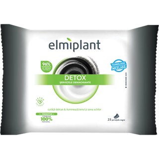 Elmiplant | Servetele demachiante Detox, 25 bucati