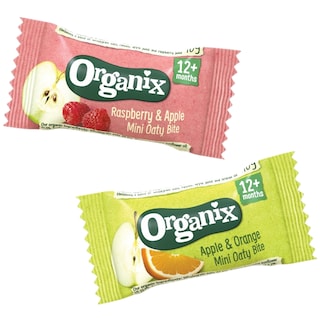Organix | Mini batoane bio din ovaz integral cu mere, zmeura si portocale 110g