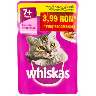 Whiskas | Hrana umeda pentru pisici senior cu carne de pui 3 bucati 3x100g