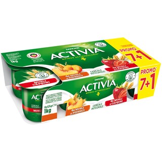 Activia | Iaurt musli capsuni si musli piersici, 2.8% grasime 8x125g