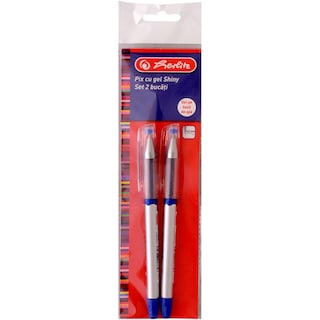 Herlitz | Pix cu gel albastru 0.5mm, set 2 bucati, Shiny