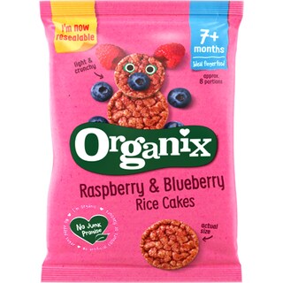 Organix | Rondele ecologice din orez cu zmeura si afine +7 luni 50g