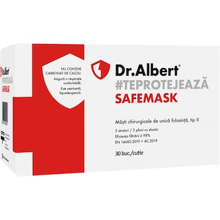 Dr Albert | Masca chirurgicala de unica folosinta adulti, 30 bucati