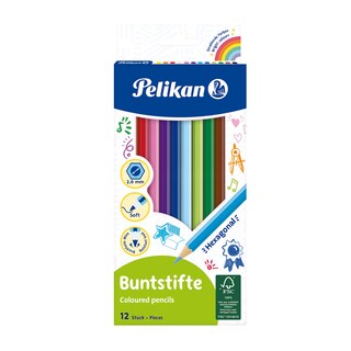 Pelikan | Creioane colorate lacuite, 12 bucati