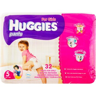 Huggies | Pants Jumbo | Scutece pentru fete de 17 kilograme, numarul 5 32 bucati