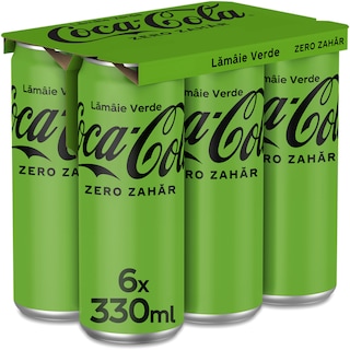 Coca-Cola Zero Zahar | Bautura racoritoare carbogazoasa cu aroma de lamaie verde 6x330ml