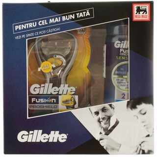 Gillette | Fusion Proshield | Pachet cadou cu aparat de ras si gel de ras 2in1 170ml
