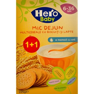 Hero Baby | Mic dejun multicereale biscuiti cu lapte 2x225g
