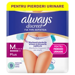 Always Discreet | Lenjerie pierderi urinare M Plus, 9 bucati