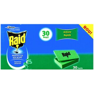 Raid | Pastile impotriva tantarilor, cu aroma de eucalipt, 30 bucati